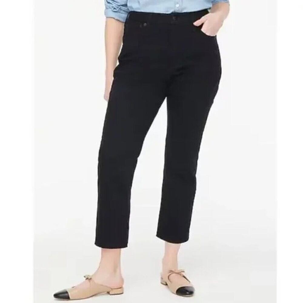 NWT J.Crew Factory Petite Curvy Stretch Essential Straight Jean Black 35 Petite